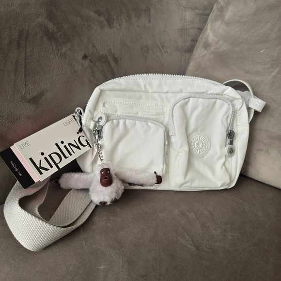 Kipling Handbags - Kipling Light Cream Crossbody Bag with Plush Keychain